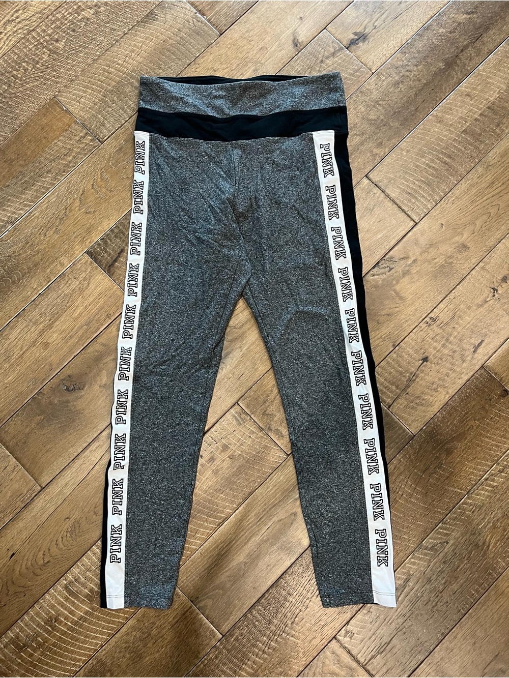 PINK Victoria's Secret Gray Leggings with White Side Panels